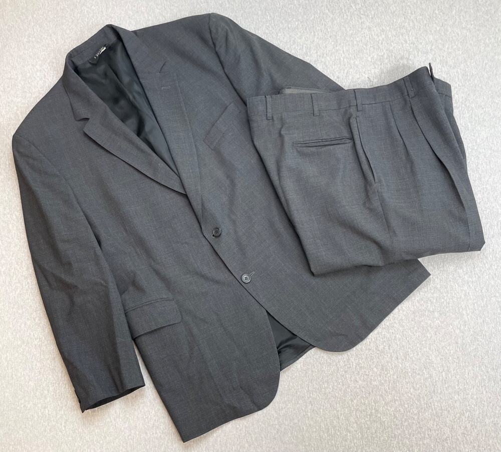 Jos A Bank‎ Suit Mens 46R Houndstooth 100% Wool Pants 38x28 Pleated Cuffed-2 Pcs
